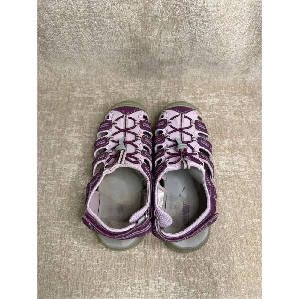 Khombu Kids' Sandy Hook & Loop Strappy Closed Toe Athletic Sandals Purple Size 4
